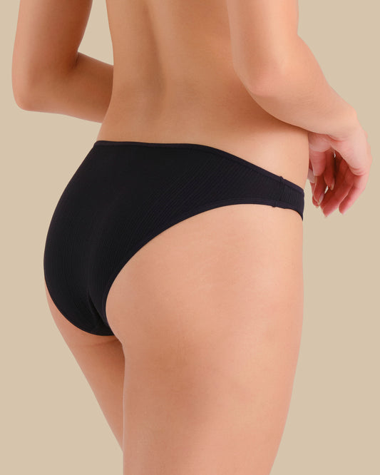 ESSENTIALS BIKINI SEMI SHEER RIB SMOULDER BLACK / M