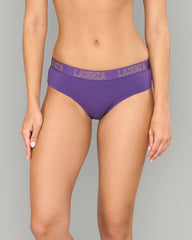 LA SENZA ESSENTIALS MID-RISE HIPSTER – COTTON WITH LUREX KNOCOUT LOGO WAITBAND PURPLE / S