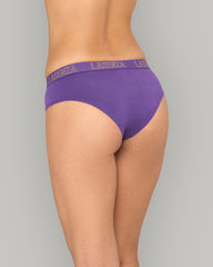 LA SENZA ESSENTIALS MID-RISE HIPSTER – COTTON WITH LUREX KNOCOUT LOGO WAITBAND PURPLE / S
