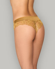 LA SENZA DIVA LOW-RISE CHEEKY PARISIAN GOLDEN FOILED LACE GOLD / S
