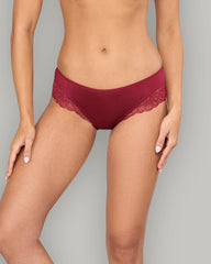 LA SENZA DIVA LOW-RISE CHEEKY WITH FOILED PARISIAN LACE DRK RED / S