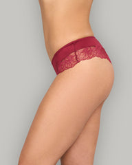 LA SENZA DIVA LOW-RISE CHEEKY WITH FOILED PARISIAN LACE DRK RED / S