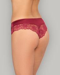 LA SENZA DIVA LOW-RISE CHEEKY WITH FOILED PARISIAN LACE DRK RED / S