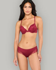 LA SENZA DIVA LOW-RISE CHEEKY WITH FOILED PARISIAN LACE DRK RED / S