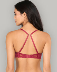 LA SENZA PARISIAN LACE FOIL CUP STRAPS BRA DRK RED / 34B