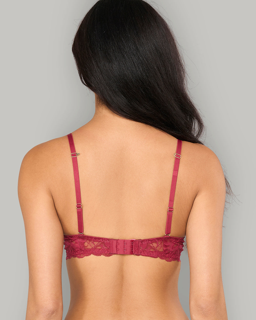 LA SENZA PARISIAN LACE FOIL CUP STRAPS BRA DRK RED / 34B
