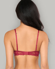LA SENZA PARISIAN LACE FOIL CUP STRAPS BRA DRK RED / 34B