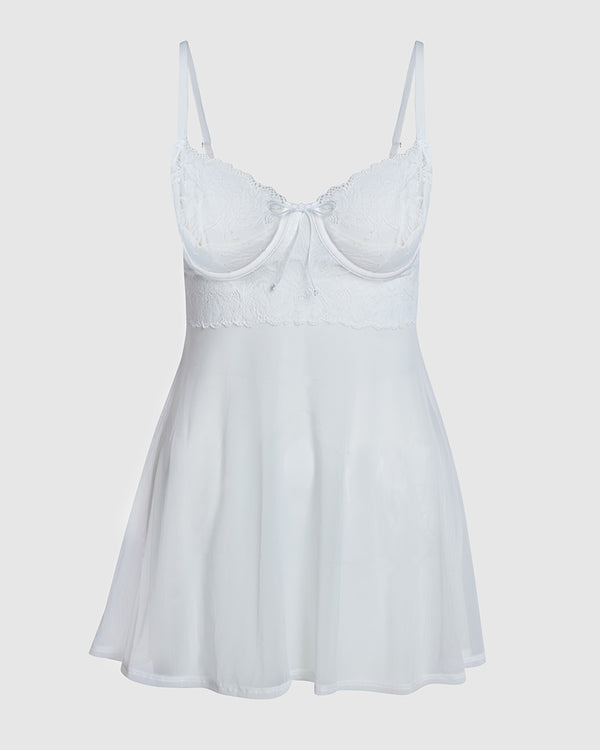 La Senza Unlined Balconette Babydoll With A Bow Ivory / M
