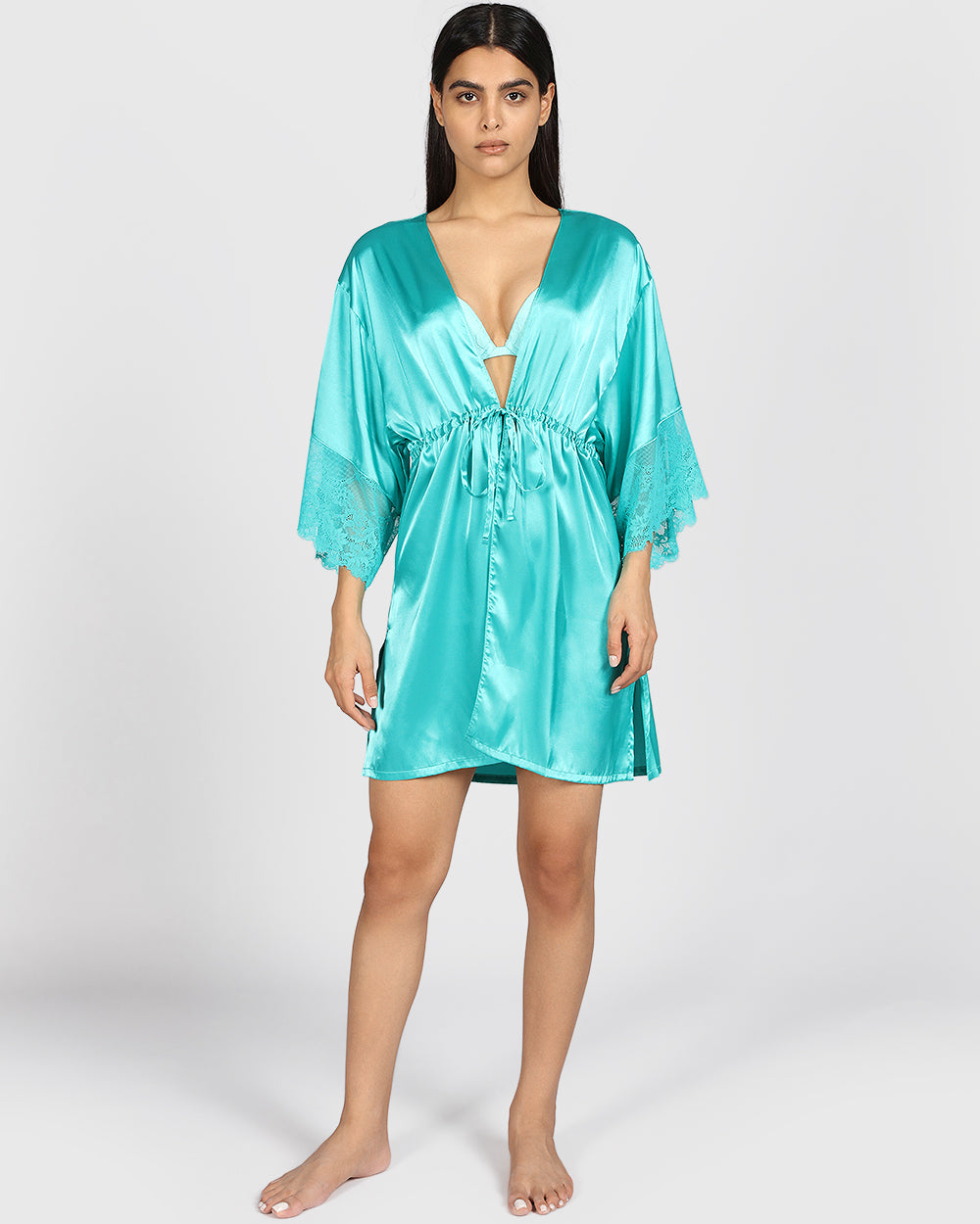 La Senza Sexy Sleep Satin Robe BEACH TEAL / S/M