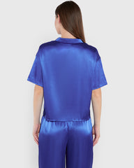 La Senza Unlined Satin Button Down Sleep Top Blue / M