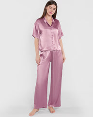 La Senza Unlined Satin Button Down Sleep Top Pink / M