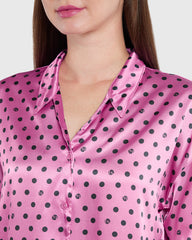 La Senza Sleep Unlined Printed Satin Button Down Top Multicolor / M