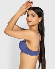La Senza Remix Pushup Cotton Plunge Bra DUSK BLUE / 34B