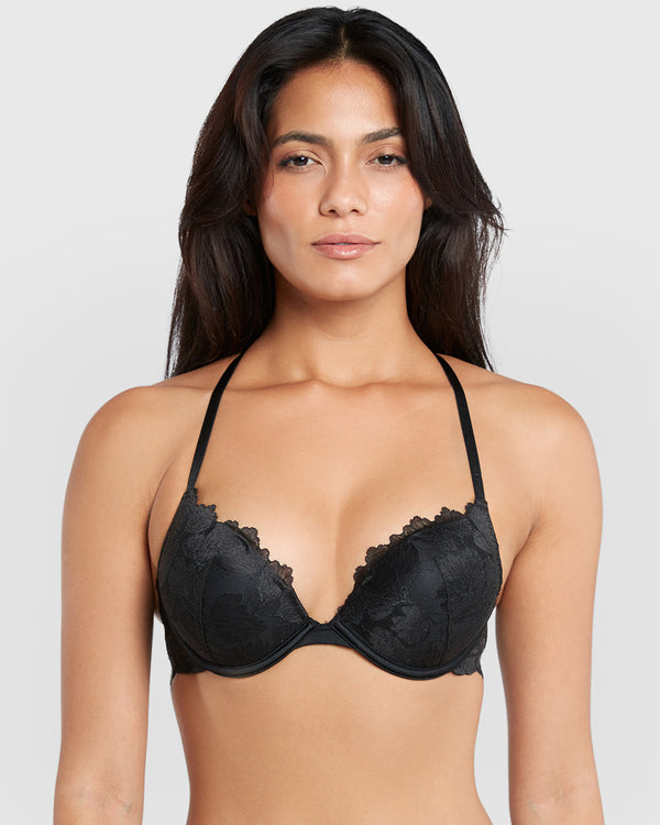 La Senza Hello Sugar Double Pushup Plunge Bra Black / 34B