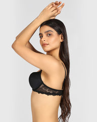 La Senza Beyond Sexy Plunge Gel Padding Micro Bra TUXEDO BLACK / 34B