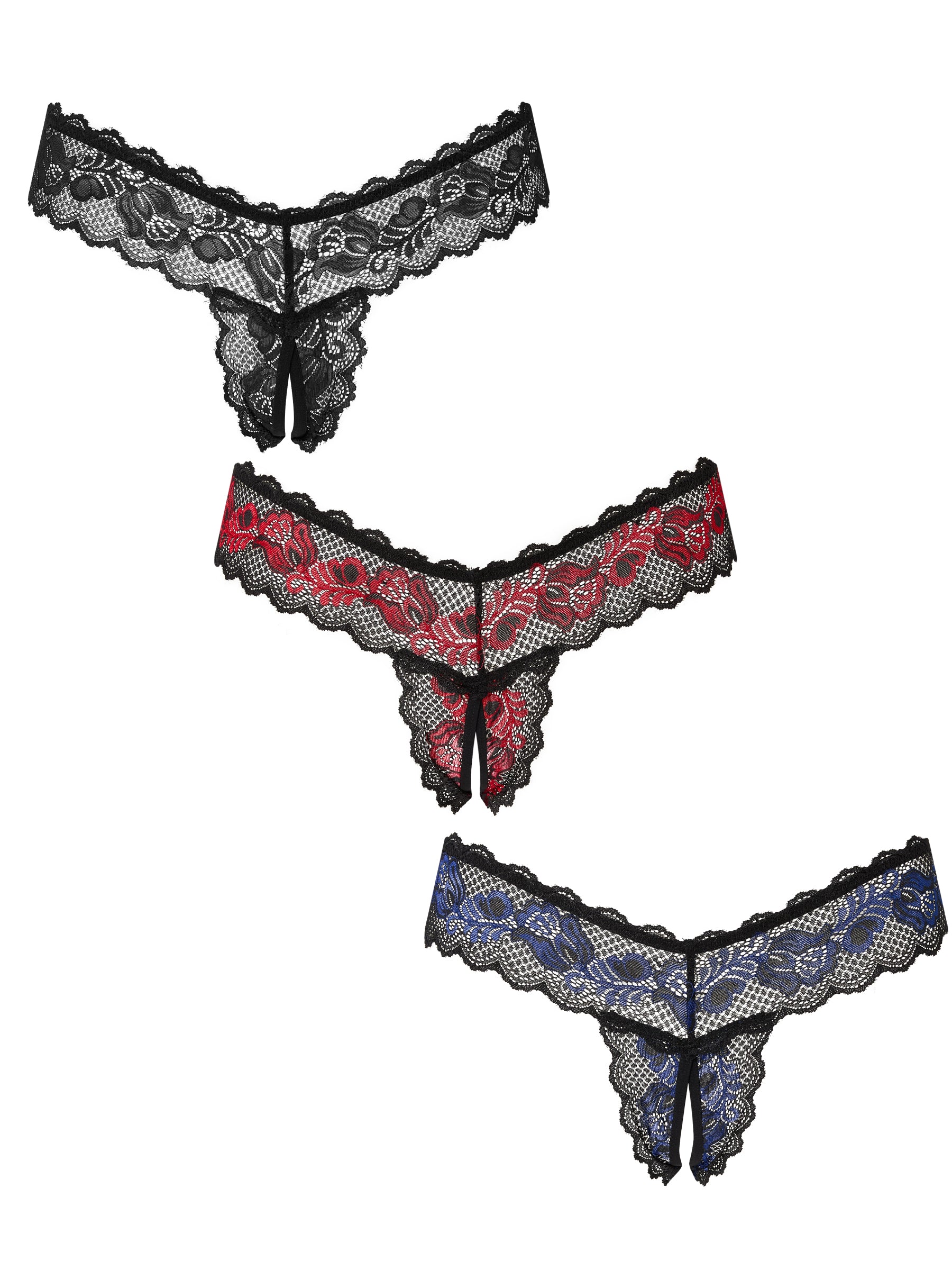 Ann Summers Triple Threat Crotchless Thong 3 Pack