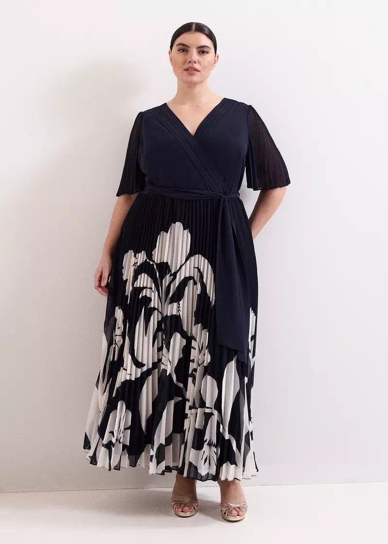 فستان ماكسي مطوي مطبوع من Phase Eight Abigail