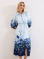 Phase Eight Noella Blue Floral Shirt Midaxi Dress