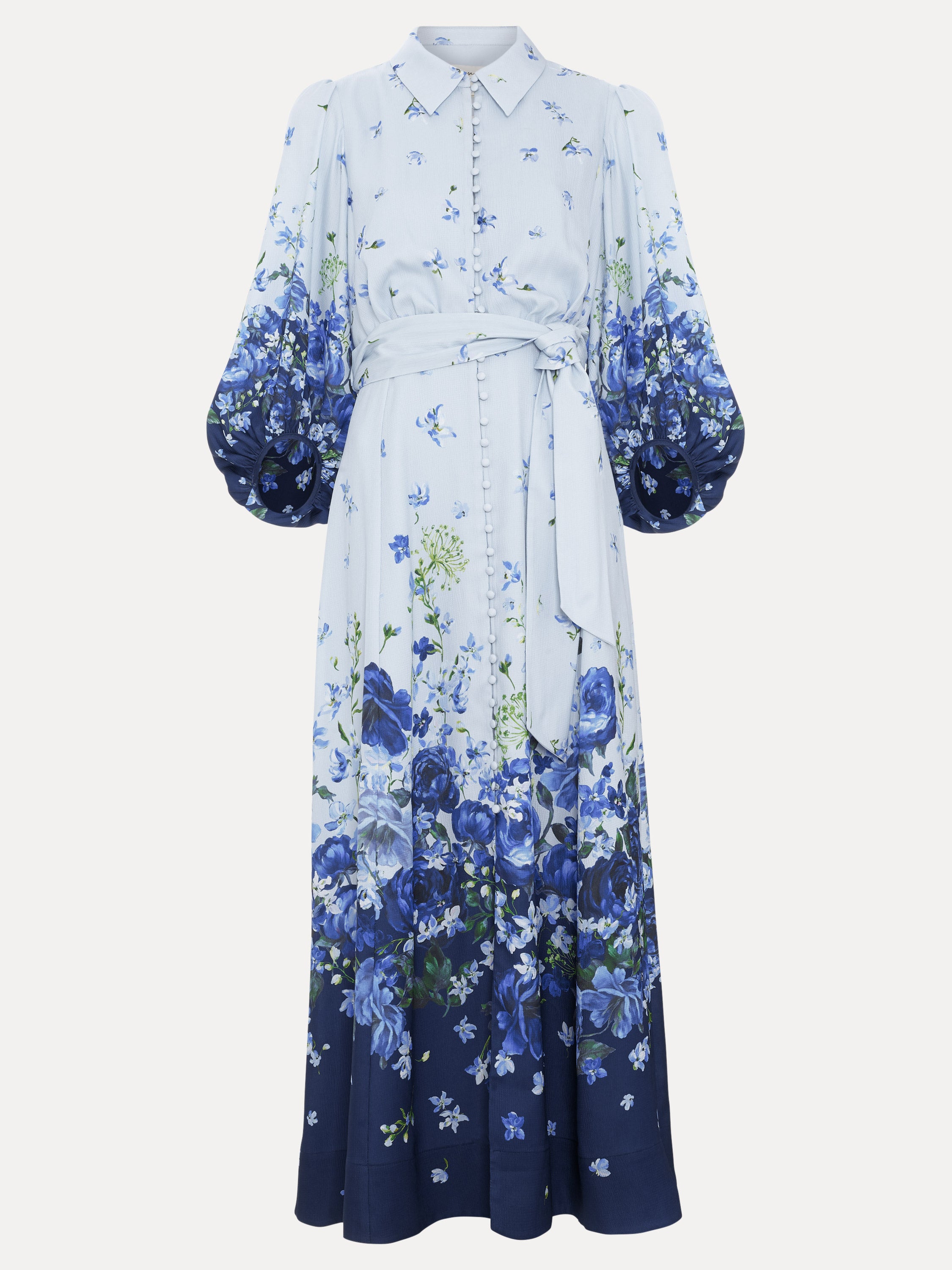 Phase Eight Noella Blue Floral Shirt Midaxi Dress