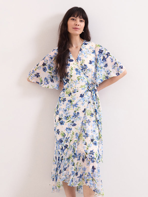 Phase Eight Juliette Cream Floral Shimmer Midi Dress