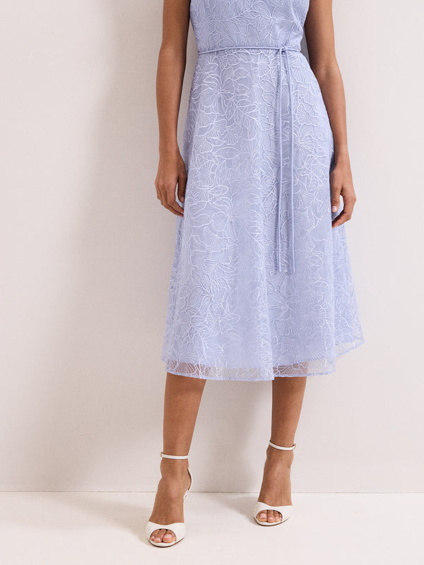 Phase Eight Sakura Blue Embroidered Midi Dress