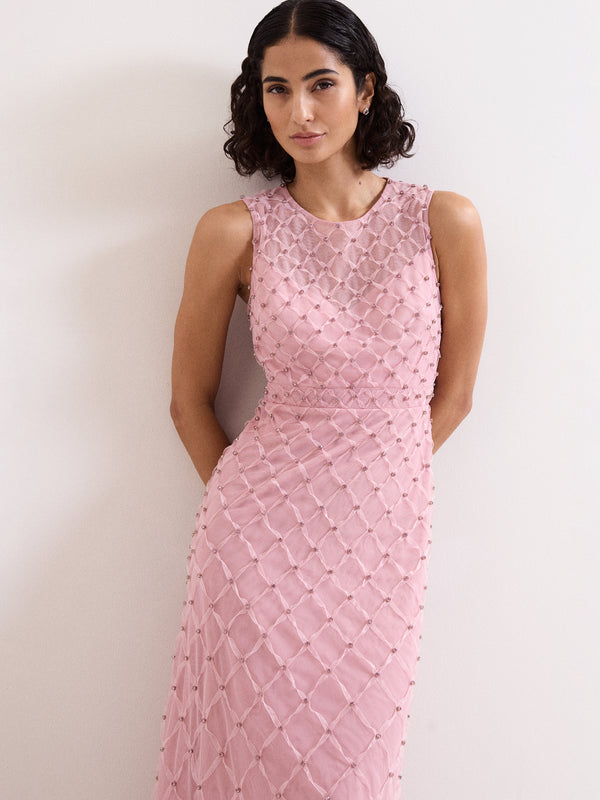 Phase Eight Leandra Pink Beaded Midaxi Dress