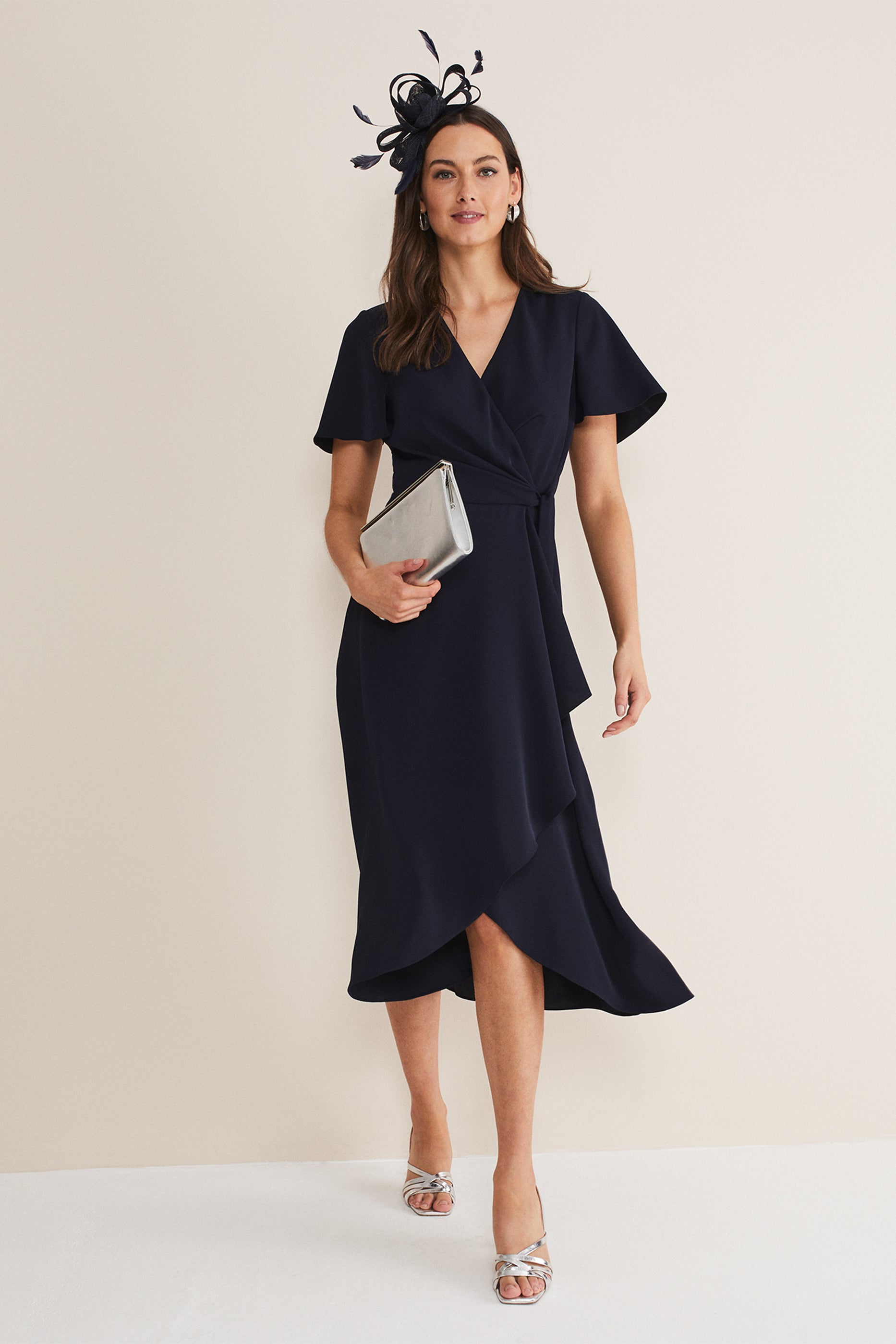 Phase Eight Julissa Navy Frill Wrap Dress