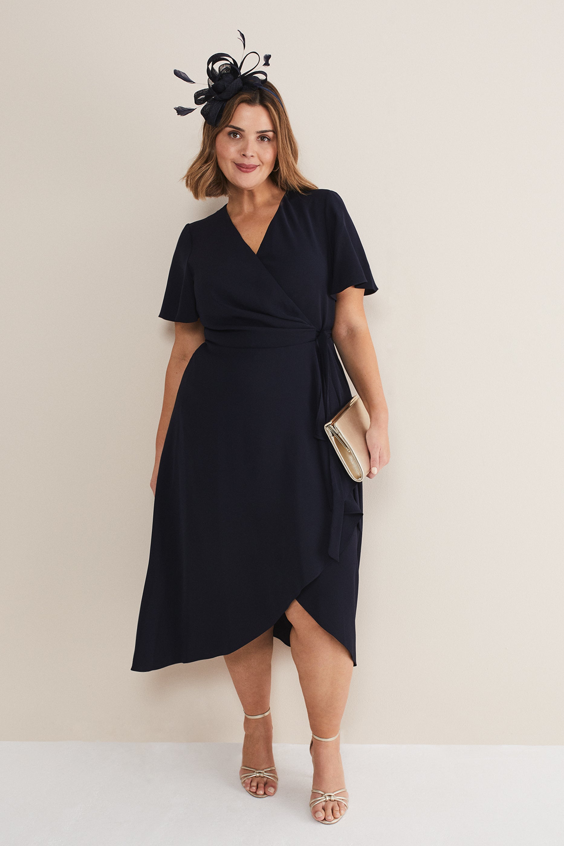 Phase Eight Julissa Navy Frill Wrap Dress