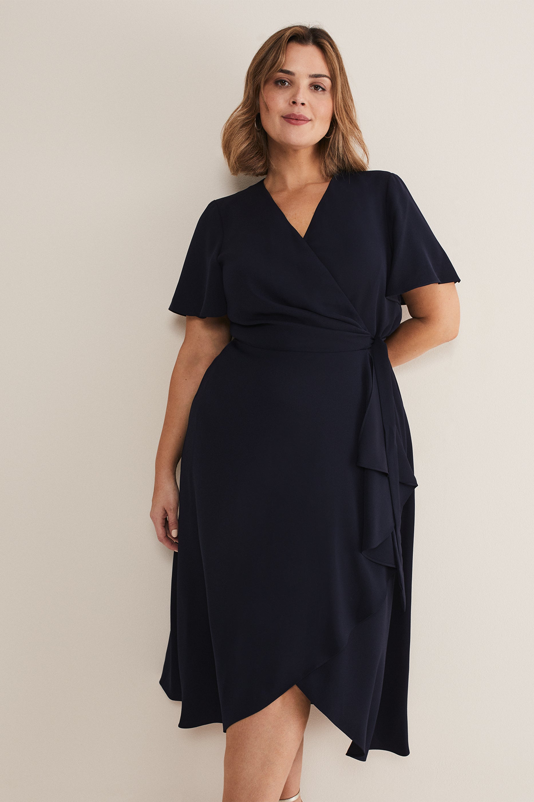 Phase Eight Julissa Navy Frill Wrap Dress
