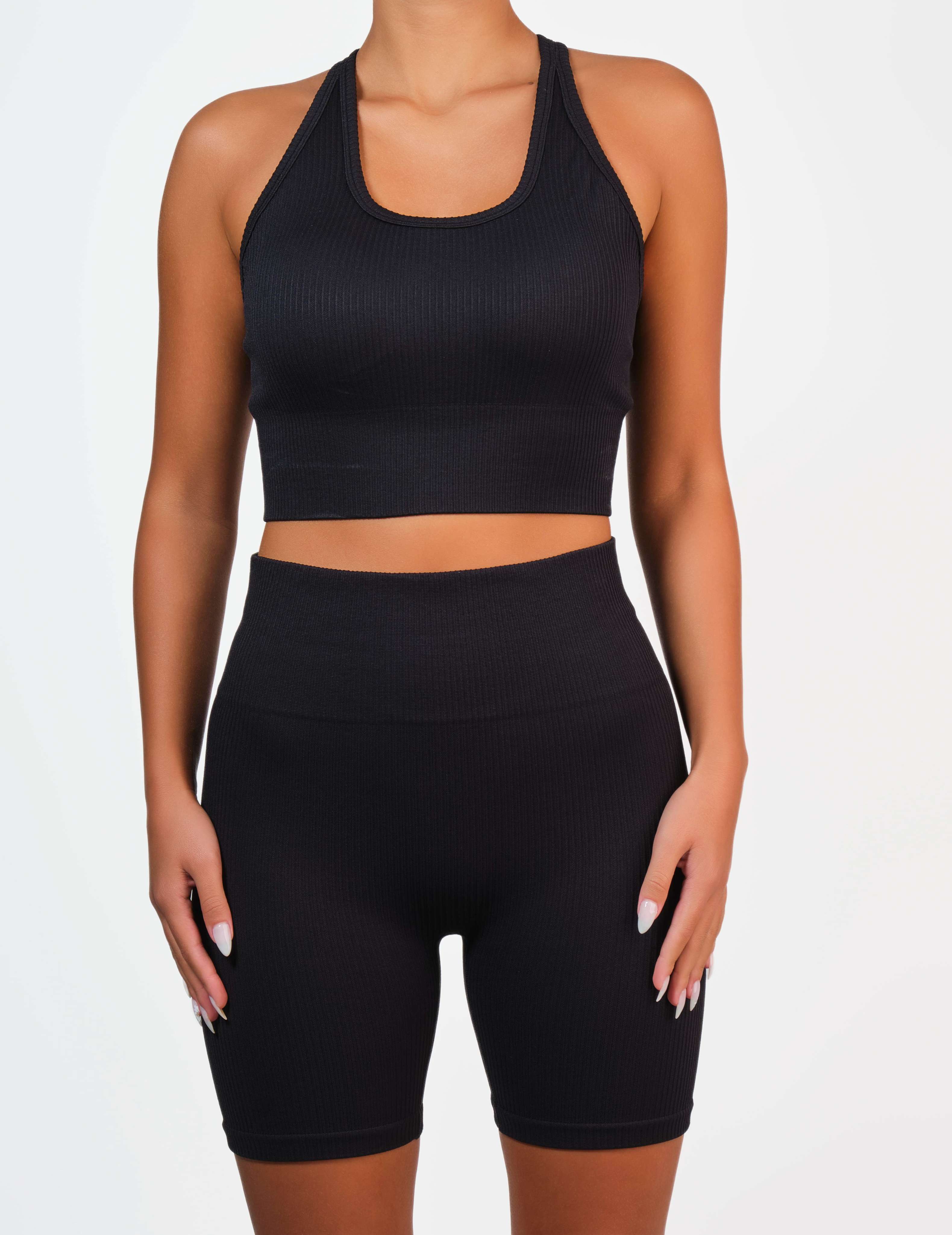 Isla & Evie Padded Sports Bra Black / MED