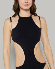 ISLA & EVIE SEXY BLACK BODYSUIT BLACK / S