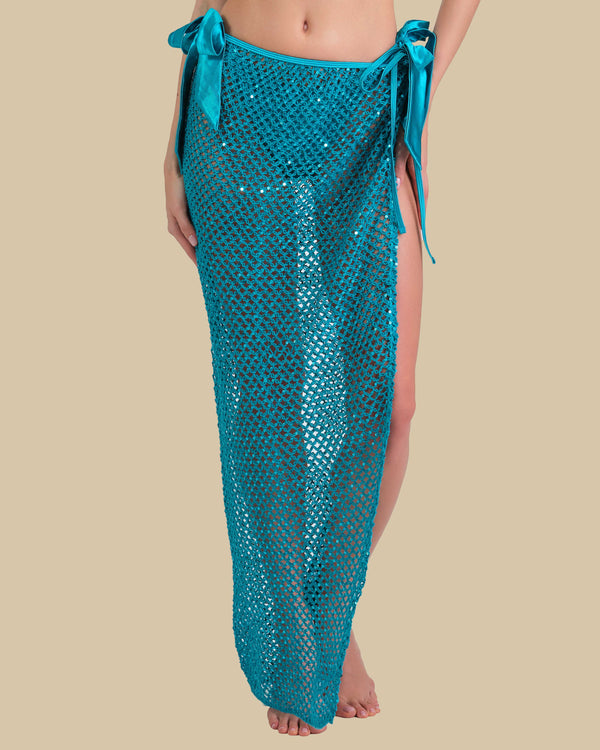 Isla & Evie Sequin Crochet Wrap Maxi Skirt