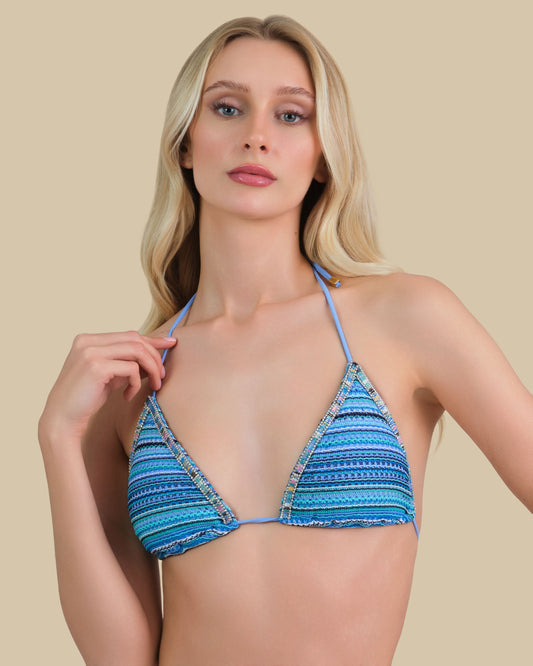 Isla & Evie Embellished Crochet Triangle Bikini Top