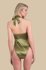 Isla & Evie Textured Halterneck Ring Detail Swimsuit