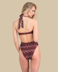 Isla & Evie Zig Zag Print Cut Out Swimsuit
