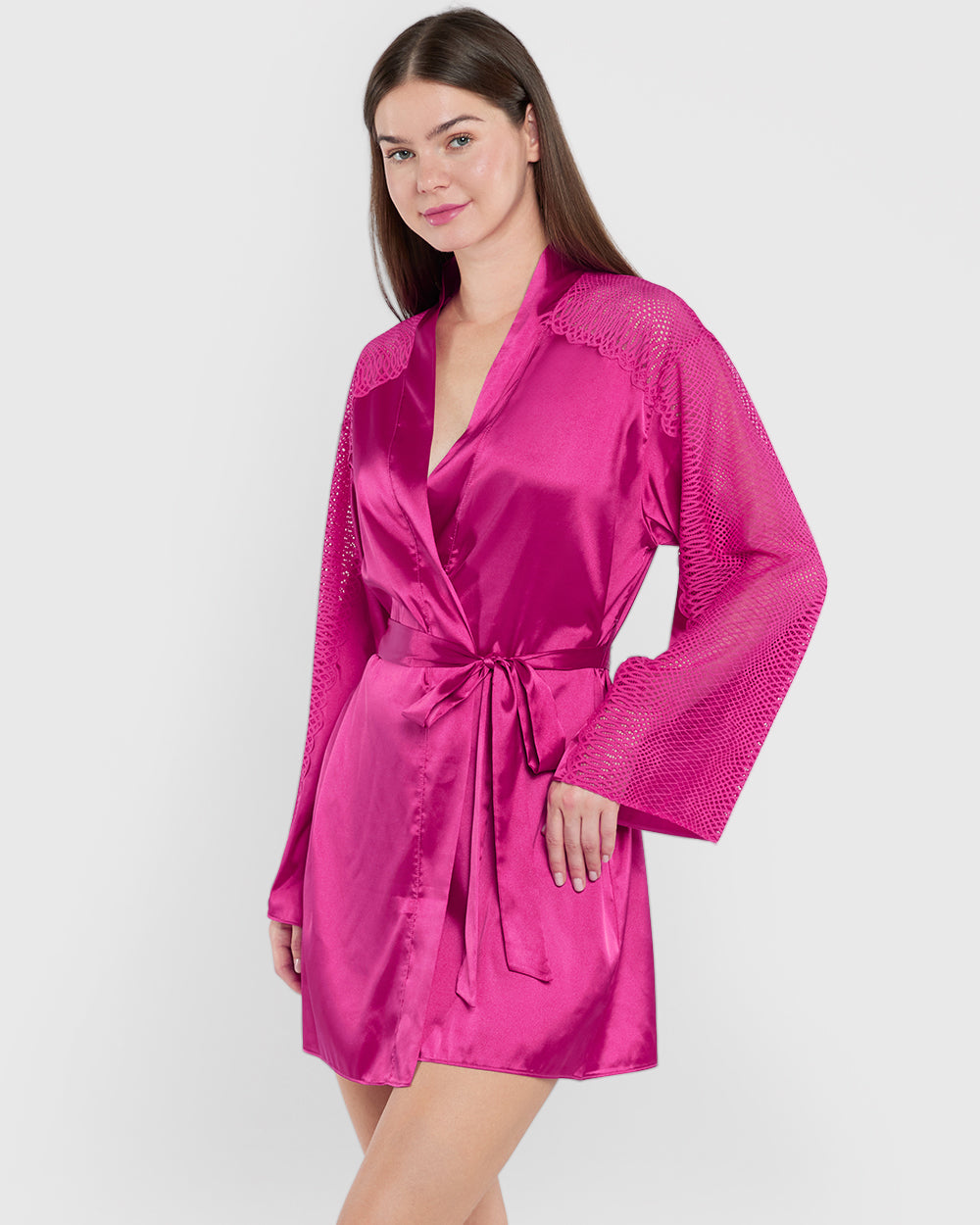 Isla & Evie Sleep Unlined Short Robe Pink / M