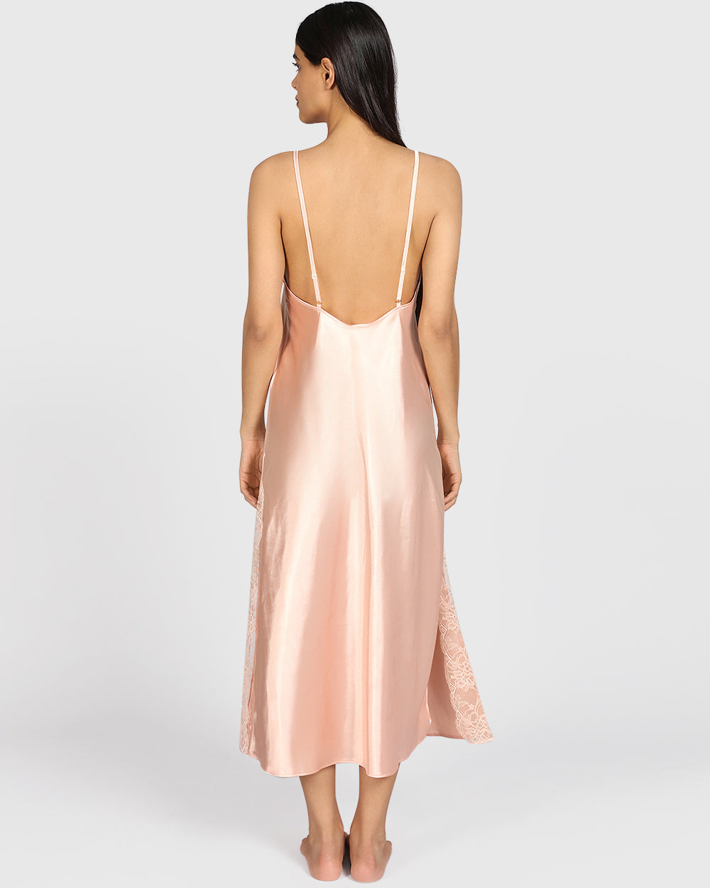 Isla & Evie Sexy Sleep Satin Slip PEACHY KEEN / M