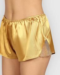 Isla & Evie Sexy Sleep Satin Sleep Shorts GOLD / M