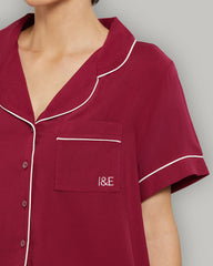 WOMEN'S SHORT SLEEVE PAJAMA SET Burgandy / S