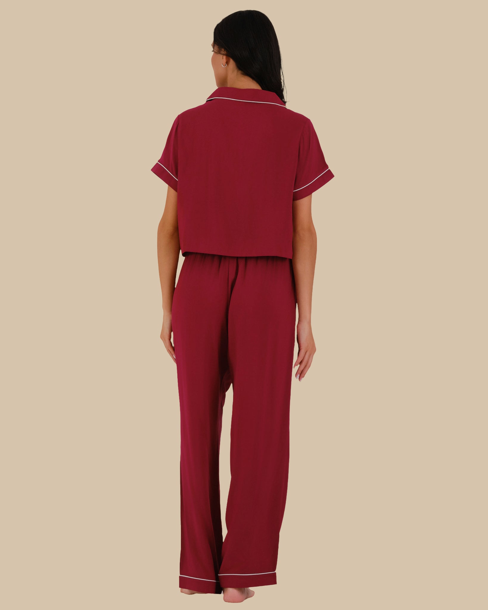 WOMEN'S SHORT SLEEVE PAJAMA SET RED-LSI / S