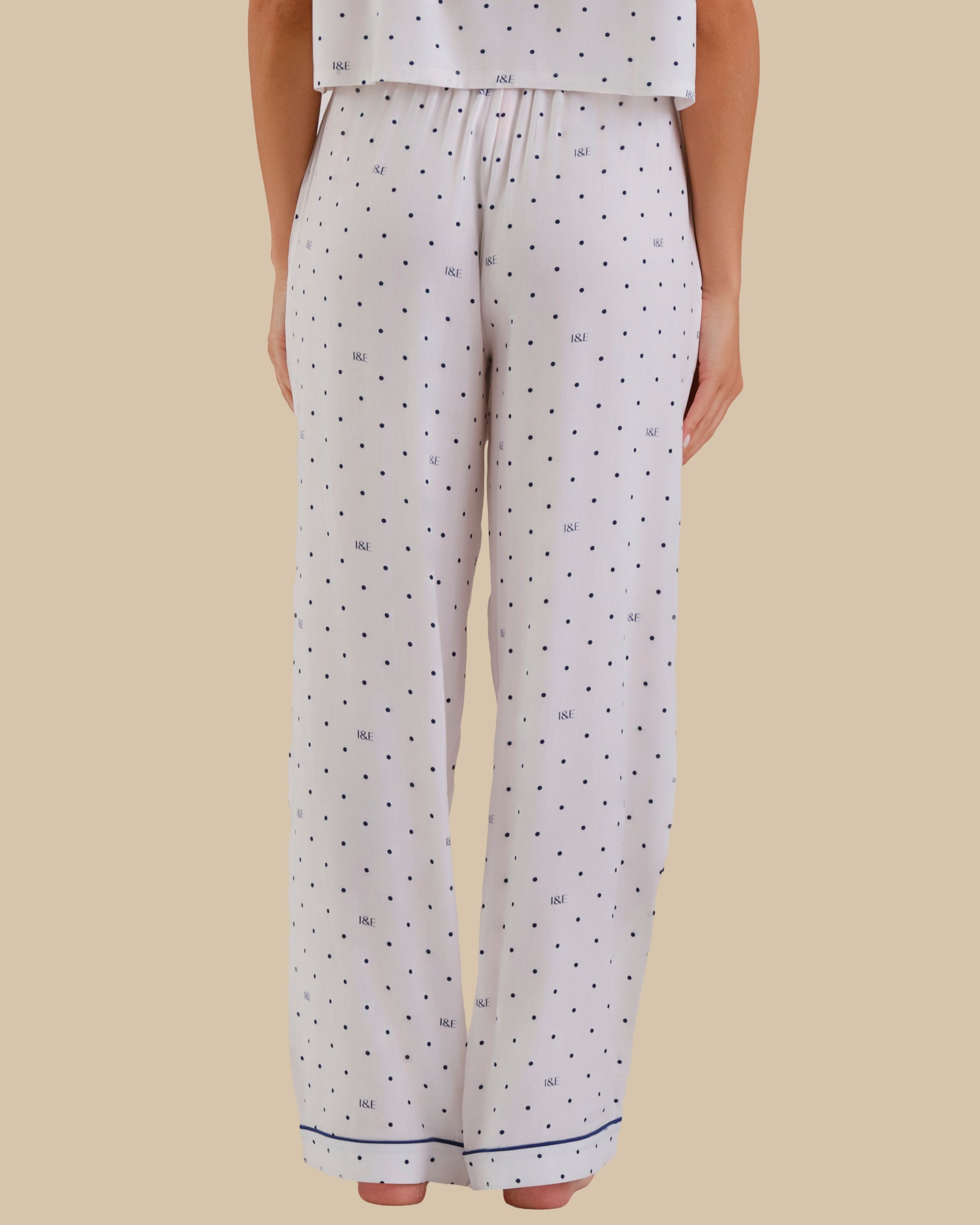 WOMEN'S SHORT SLEEVE PAJAMA SET POLKA DOT - WHITE-LSI / S
