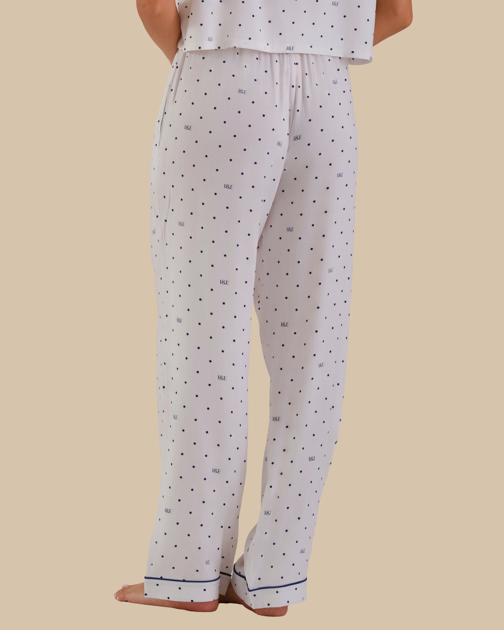 WOMEN'S SHORT SLEEVE PAJAMA SET POLKA DOT - WHITE-LSI / S