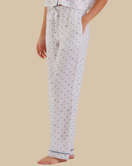 WOMEN'S SHORT SLEEVE PAJAMA SET POLKA DOT - WHITE-LSI / S