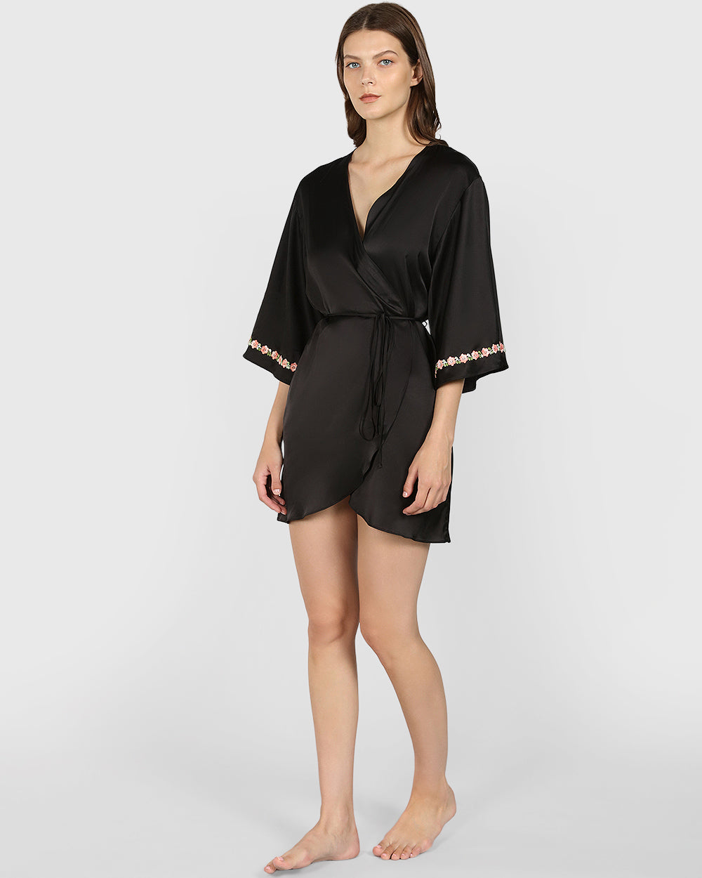 Isla & Evie Sexy Sleep Robe BLACK / S