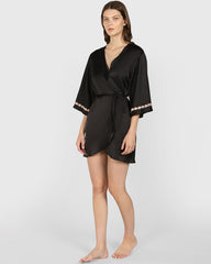 Isla & Evie Sexy Sleep Robe BLACK / S