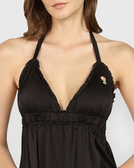 Isla & Evie Sexy Sleep Slip Dress BLACK / S