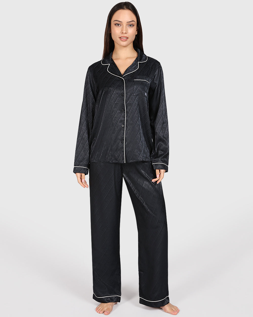 Isla & Evie Sexy Sleep 2-Piece Long Pant Black / S