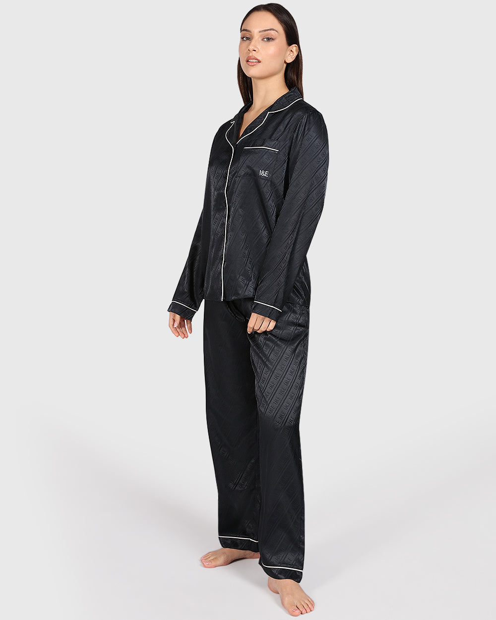 Isla & Evie Sexy Sleep 2-Piece Long Pant Black / S