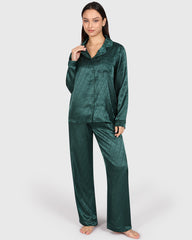 Isla & Evie Sexy Sleep 2-Piece Long Pant Dark Green / S