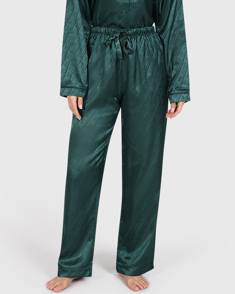 Isla & Evie Sexy Sleep 2-Piece Long Pant Dark Green / S